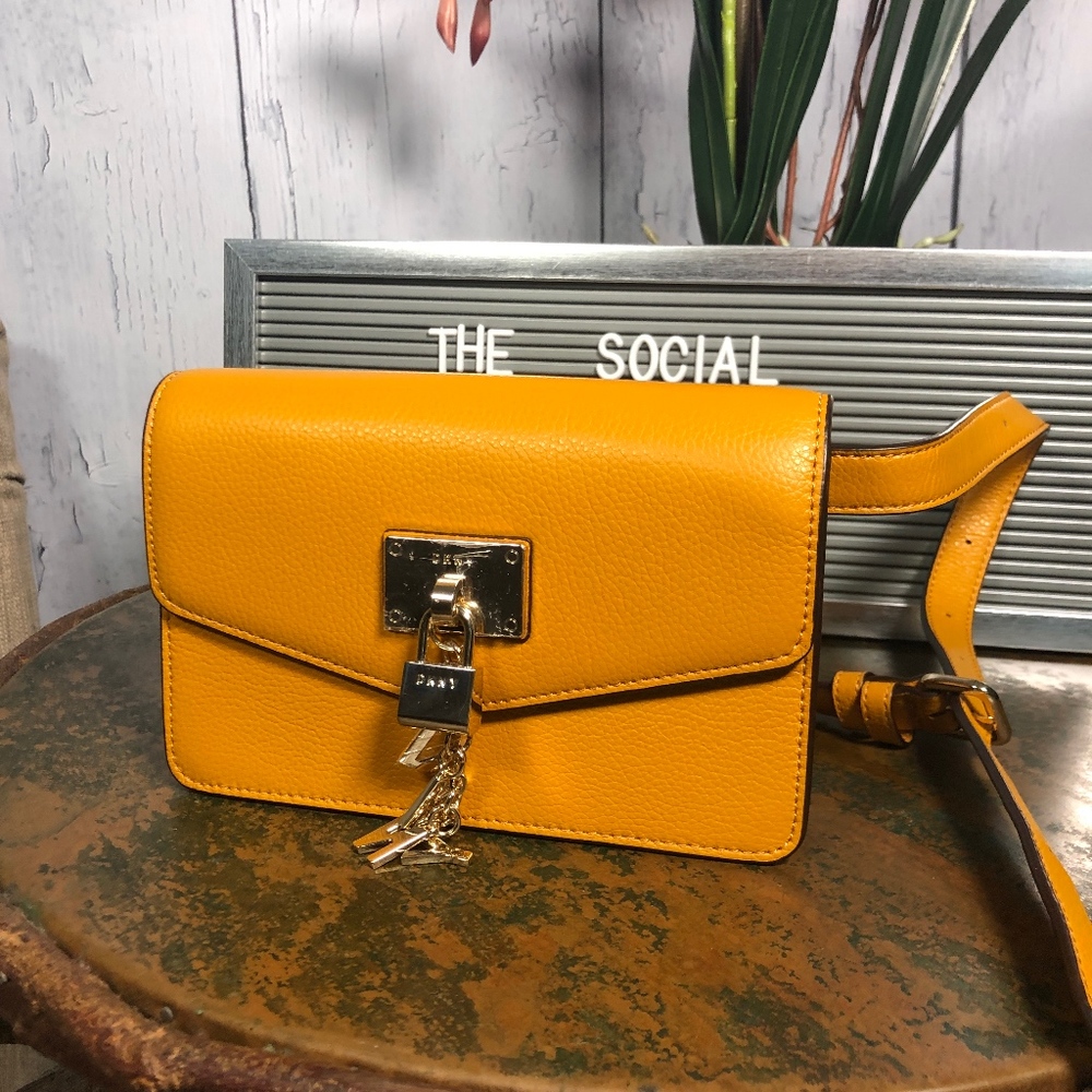 DKNY Elissa Leather Belt Bag Yellow/Marigold NWOT - Picture 1 of 11